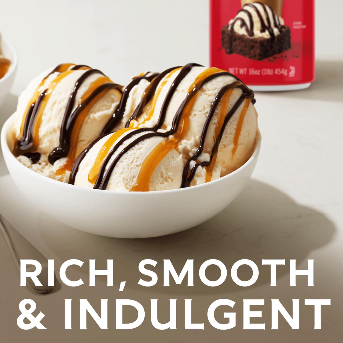 Ghirardelli chocolate sauce drizzle over ice cream for indulgent toppings