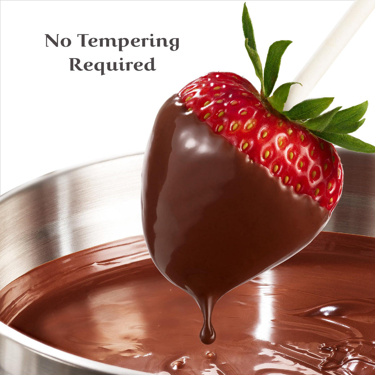 Ghirardelli White Coating Wafers melting smoothly for dipping and drizzling.
