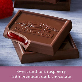 Ghirardelli individually wrapped raspberry square.