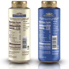Ghirardelli Sea Salt Caramel Sauce bottle close-up highlighting rich caramel drizzle for desserts