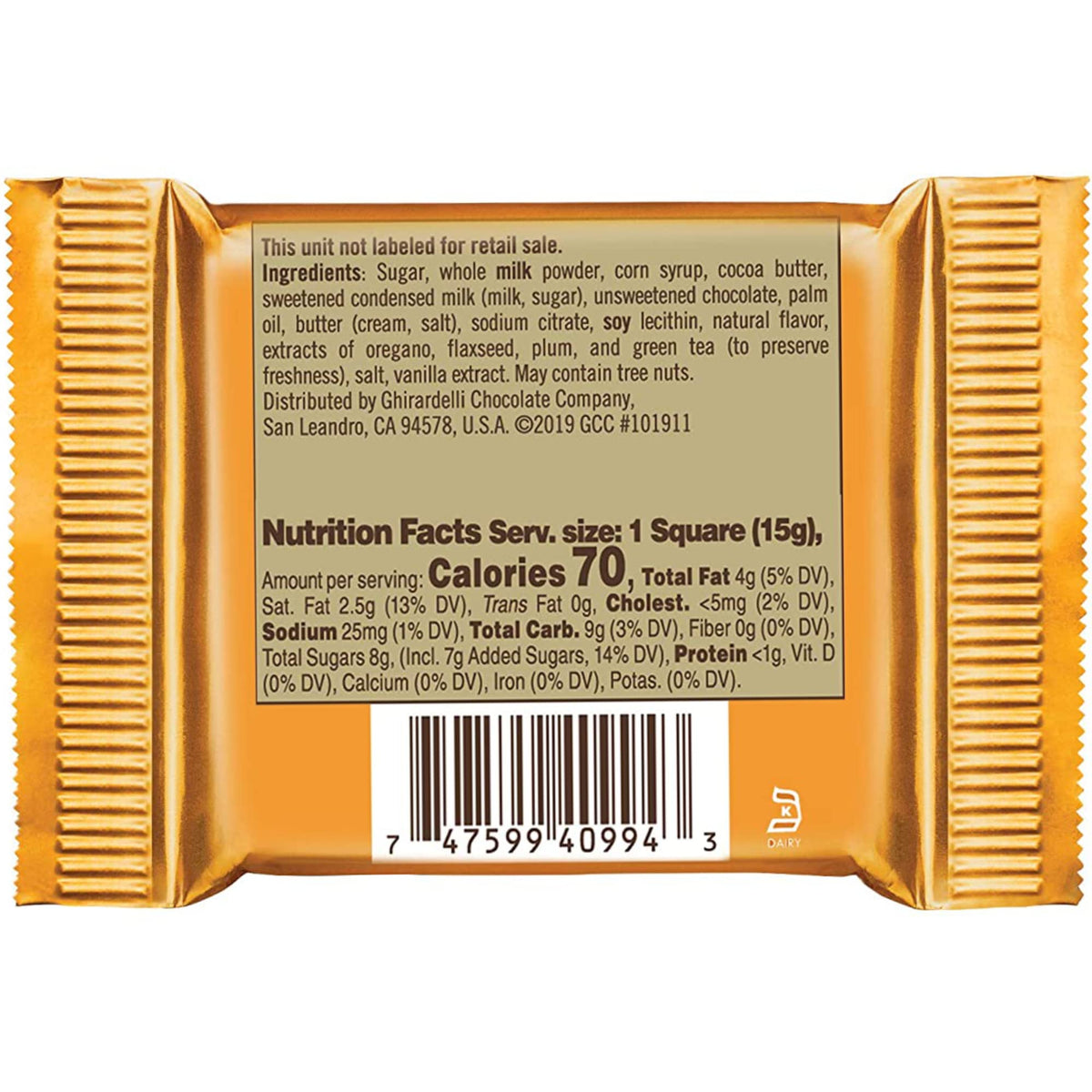 Person holding Ghirardelli squares for a personal indulgence moment.