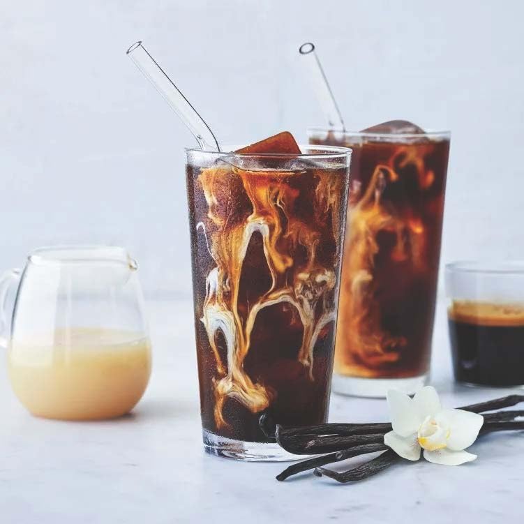 Ghirardelli Vanilla Sauce as a dessert topping on a dish for a creamy finish.