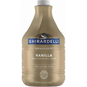 Ghirardelli Vanilla Sauce pump bottle for rich drinks and desserts.