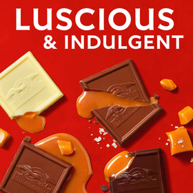 Ghirardelli white chocolate caramel square with creamy filling, great as a dessert companion.