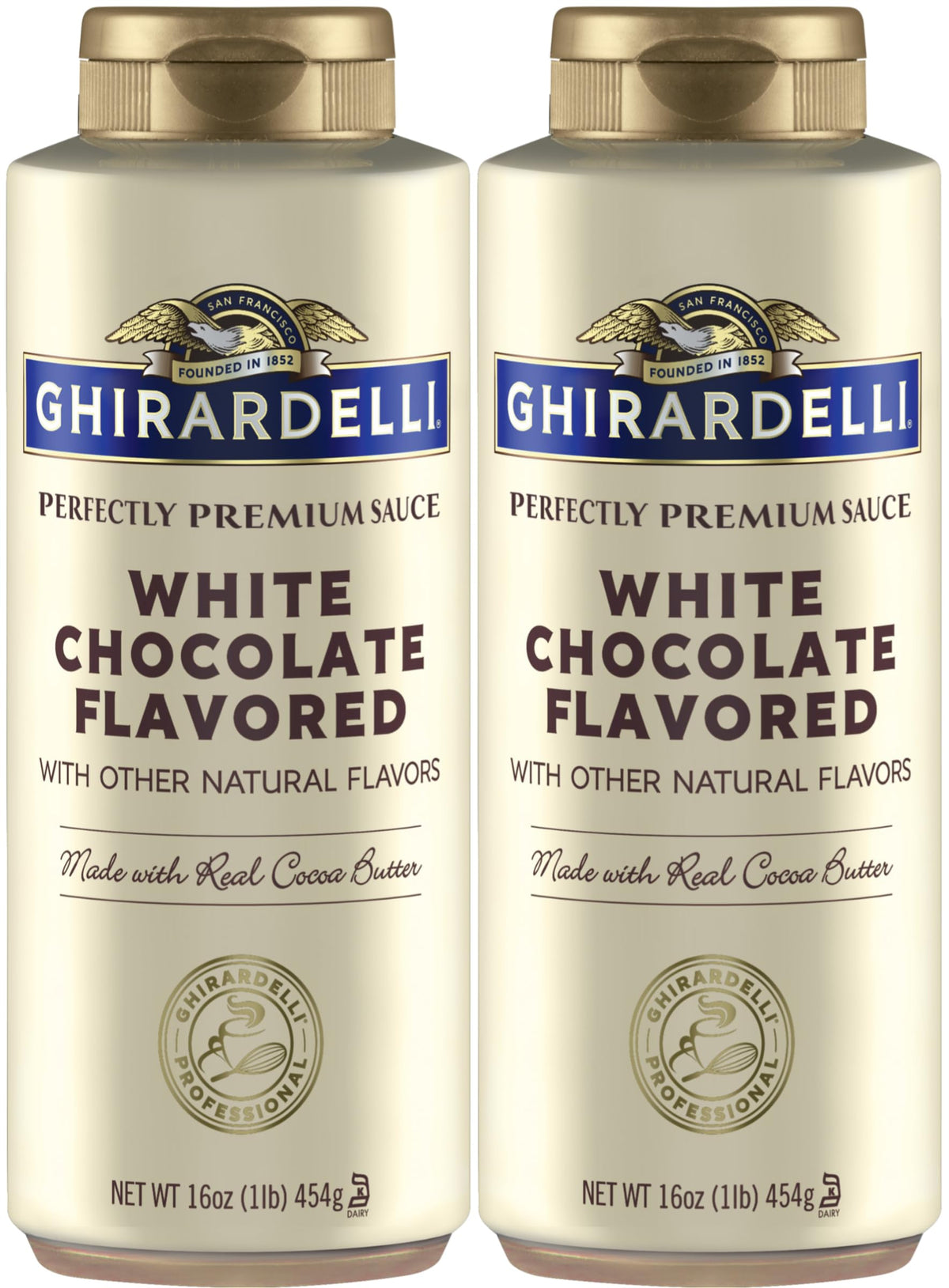 Ghirardelli White Chocolate Sauce 16oz squeeze bottle pour for desserts