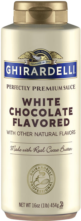 Ghirardelli White Chocolate Sauce drizzle over drinks for a creamy note