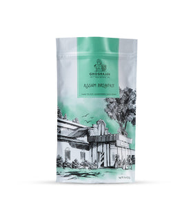 Ghograjan Tea Estate Assam Breakfast pack shows robust flavor for a bold morning.