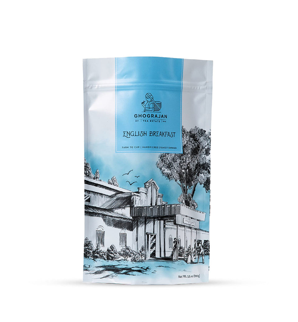 Ghograjan Tea Estate English Breakfast loose leaf close-up highlighting bold aroma for morning brews