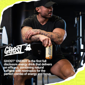 GHOST Energy branding with bold colors for a confident energy choice.