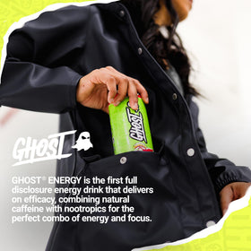 Ghost Energy caffeine and nootropics blend visual suggesting enhanced focus for tasks.