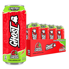 Ghost Energy Cherry Limeade can shows a transparent label with clear ingredient details.