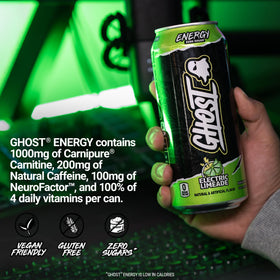 Chilled GHOST Energy served over ice for refreshing productivity.