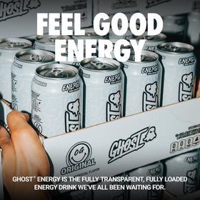 Ghost Energy Original label closeup shows a transparent dose for informed choices.