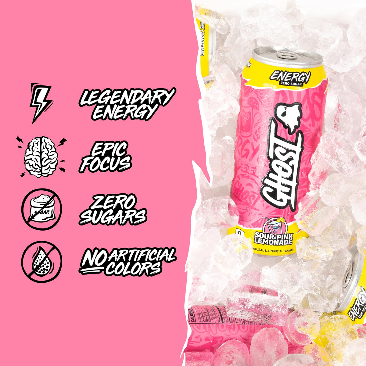 GHOST Energy Sour Pink Lemonade 12-pack ready for sharing during workouts or study sessions.