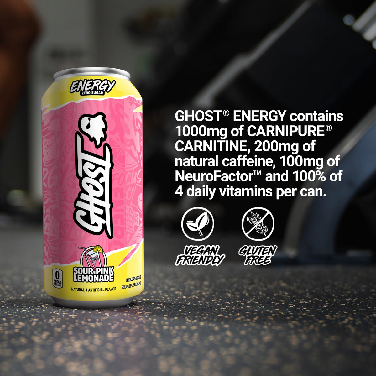 GHOST Energy Sour Pink Lemonade poured into a glass, capturing refreshing aroma.