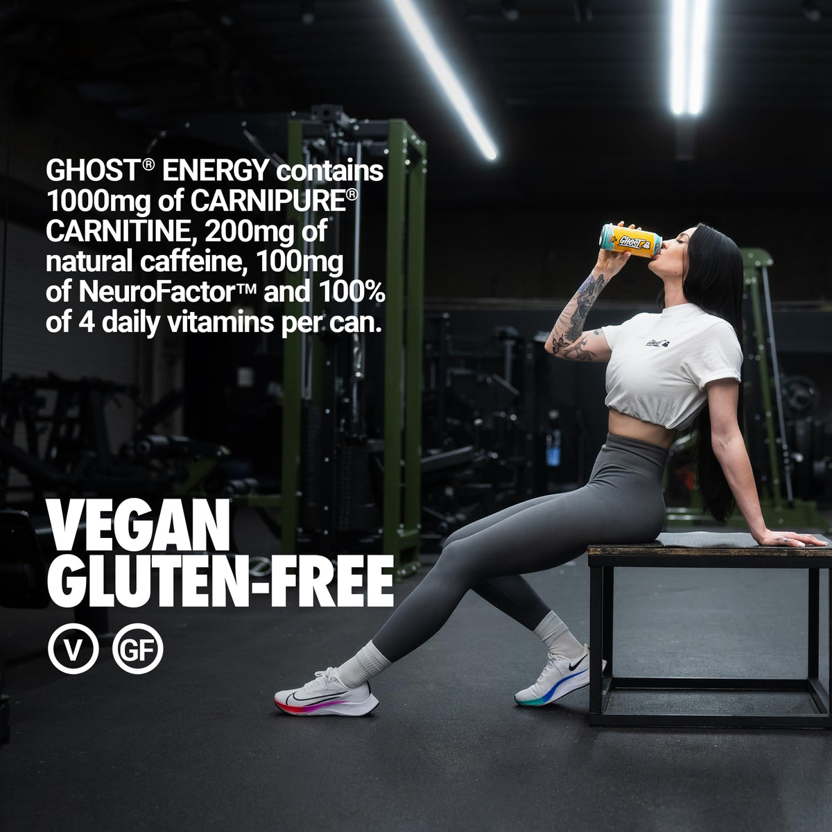 Ghost Energy Tropical Mango poured into a glass with ice for refreshing energy.