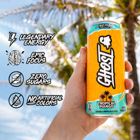 Ghost Energy Tropical Mango multi-pack ready for on-the-go use.