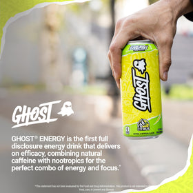GHOST Energy vegan, gluten-free and zero sugars option.