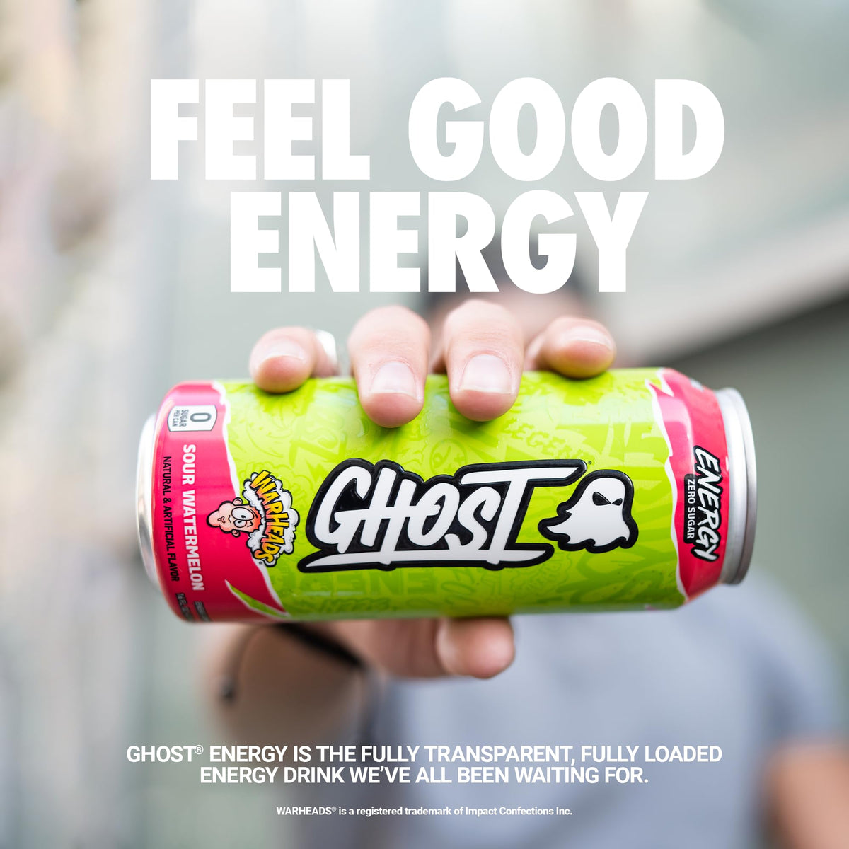 Ghost Energy Warheads Sour Watermelon can side-label shows transparent ingredients for informed choices.