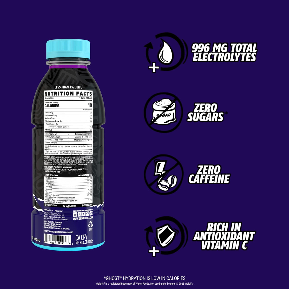 GHOST Hydration 12-pack flat lay showing value and portability.