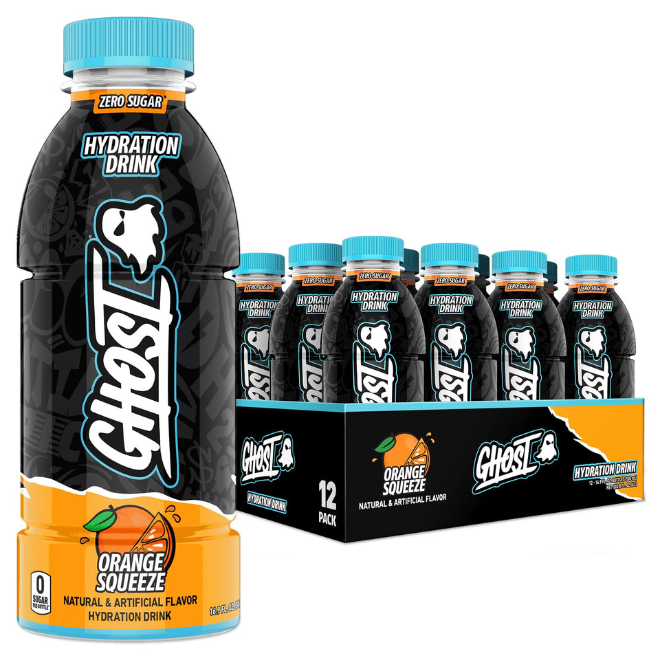 Ghost Hydration Orange Squeeze bottle for all-day hydration.