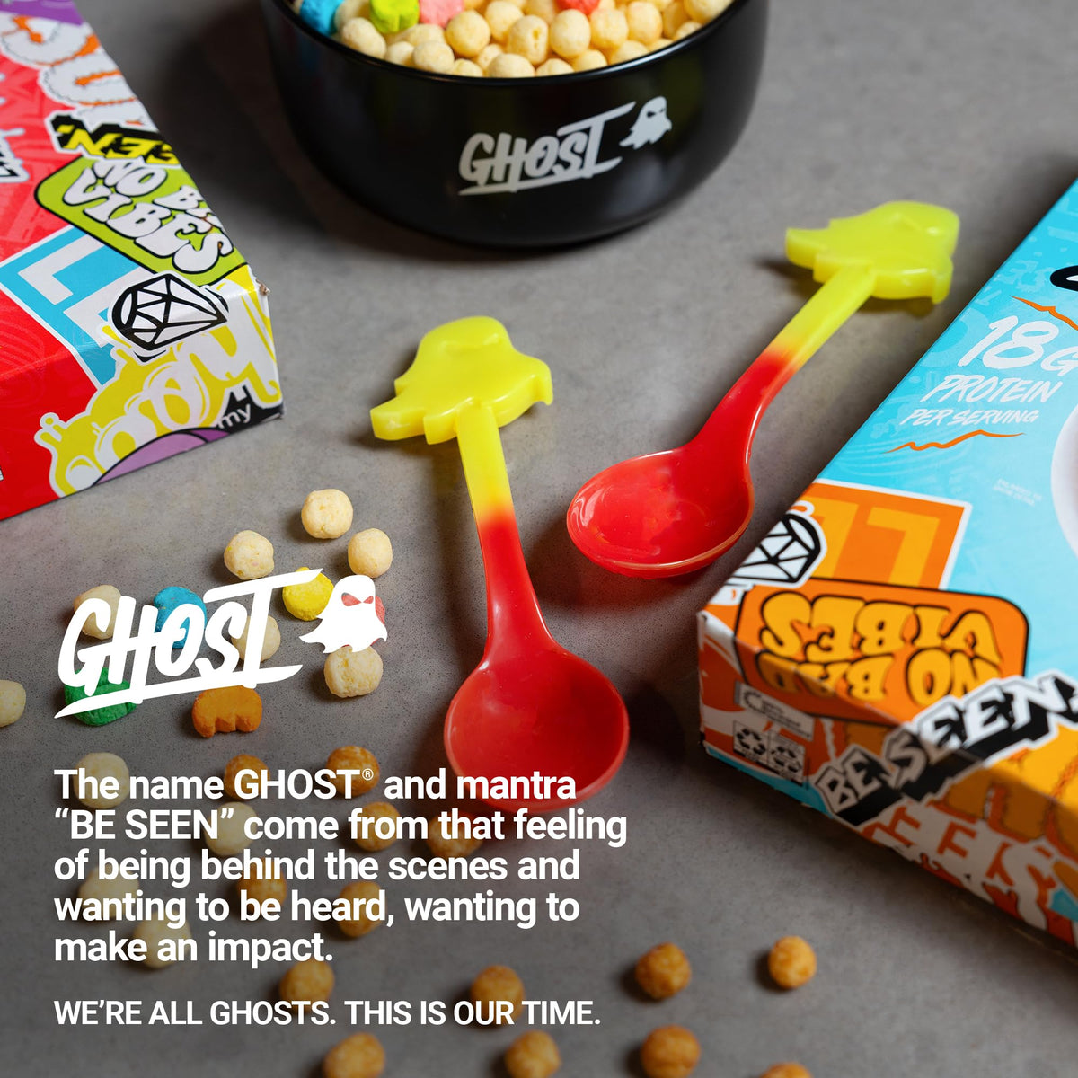 On-the-go GHOST cereal snack for busy mornings.