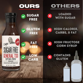 G Hughes General Tso sauce bottle on counter inspires everyday cooking.
