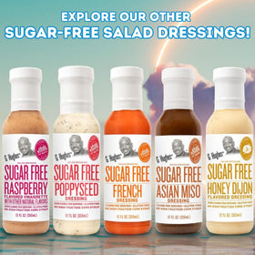 G Hughes low-carb label on bottle, supports diet-friendly dressing choice.
