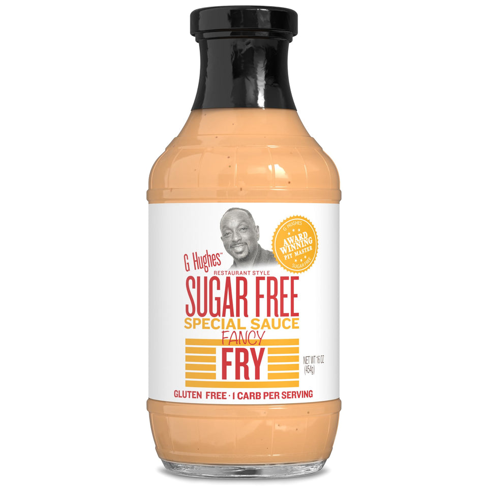 G Hughes Sugar Free Fancy Fry Special Sauce bottle front label, gluten free