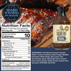 G Hughes Sugar Free Ketchup bottle with tangy, guilt-free burgers.