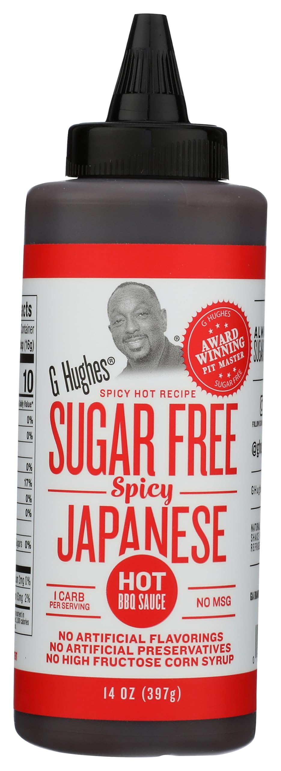 G Hughes Sugar Free Spicy Japanese BBQ bottle for grilling meats and vegetables