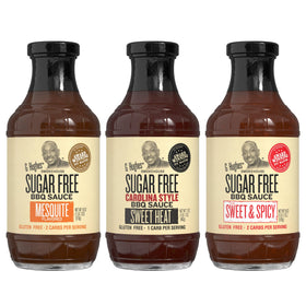G Hughes Sugar Free Mesquite BBQ bottle pour boosts smoky grilling flavor