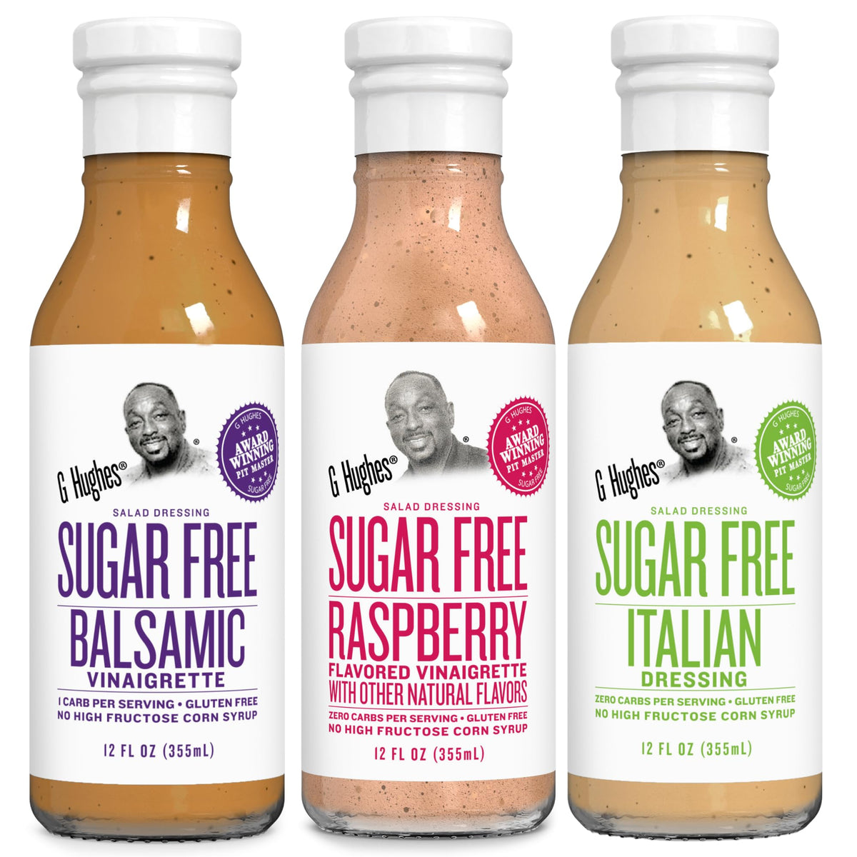 G Hughes sugar-free salad dressing bundle 3-pack bottles, gluten-free option for everyday salads.