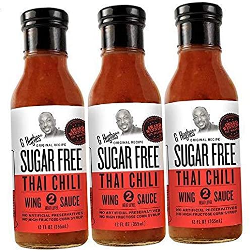G Hughes Thai Chili Wing Sauce 3-Pack bottles ready for bold wings