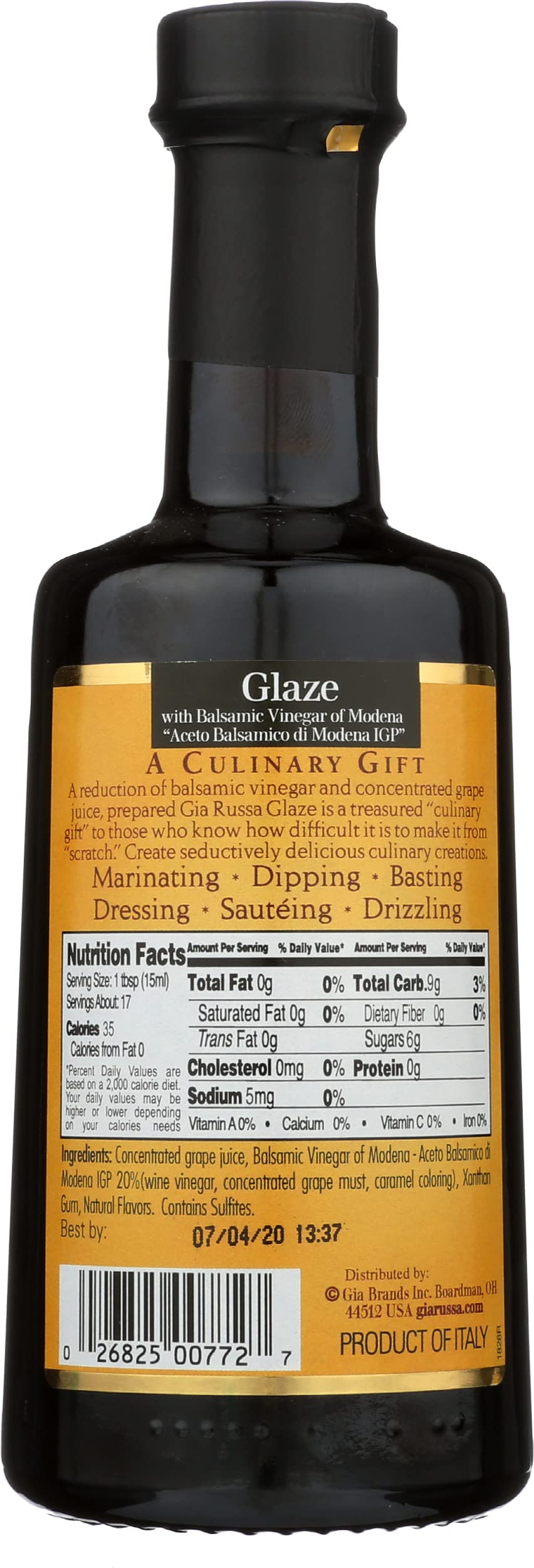 Gia Russa Balsamic Glaze glossy finish ideal for drizzling over roasted vegetables