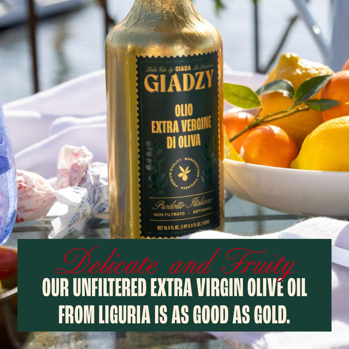 Giadzy made-in-Italy packaging signals luxury and craftsmanship.