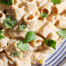 Giadzy Mezzi Rigatoni cooking in boiling water, ready to pair with robust sauces.