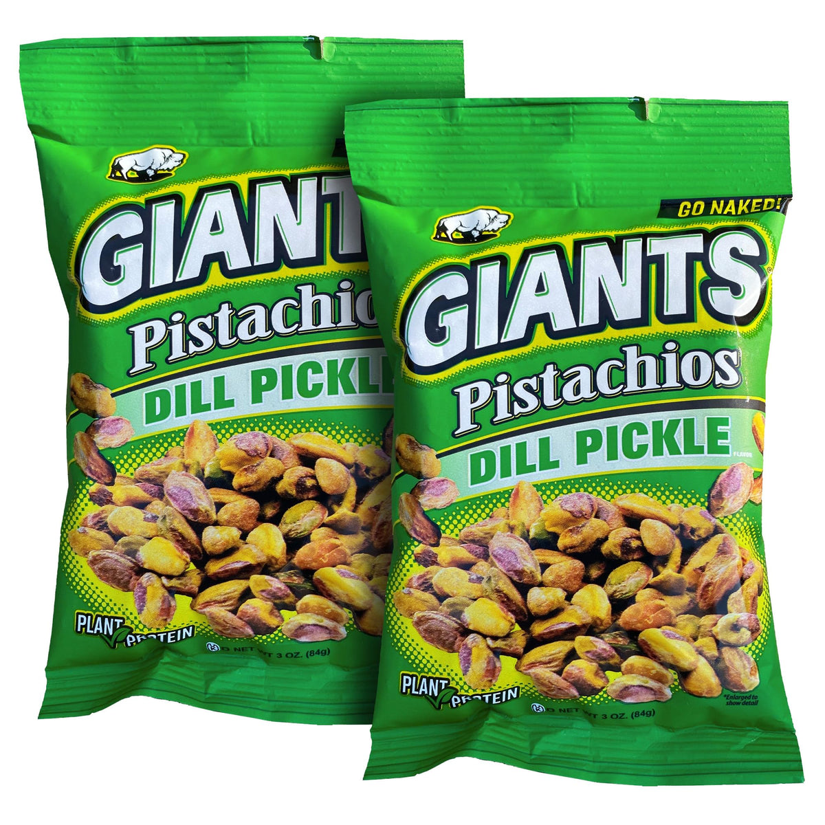 GIANTS Go Naked Dill Pickle Pistachios bag front for on-the-go snacking.