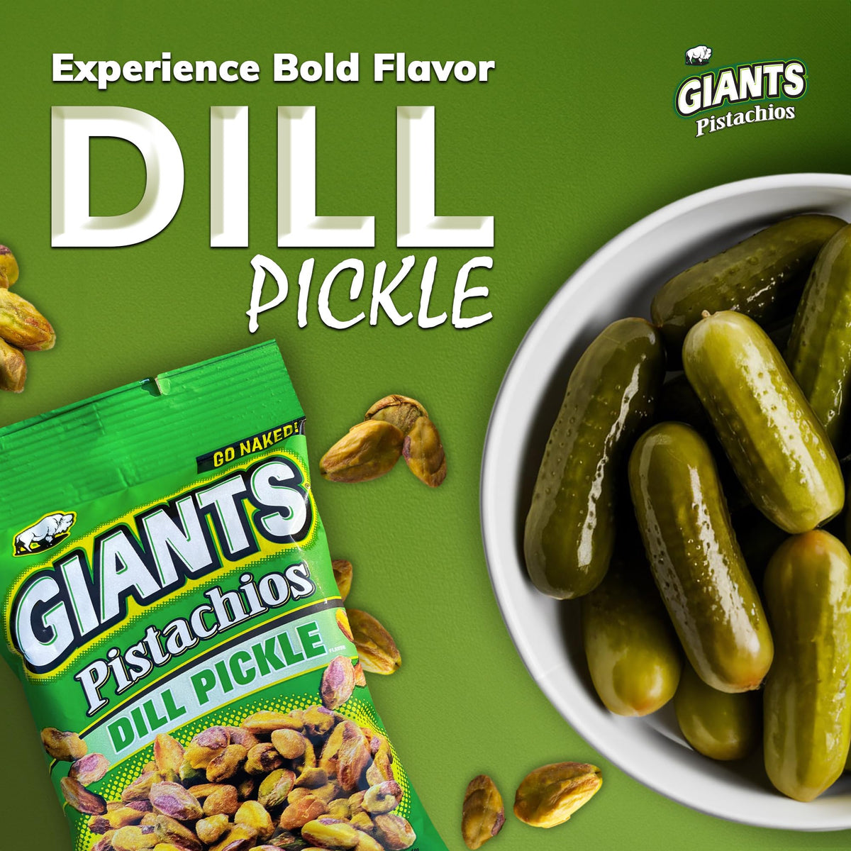 GIANTS Go Naked Dill Pickle Pistachios on-the-go pack enables quick fueling.