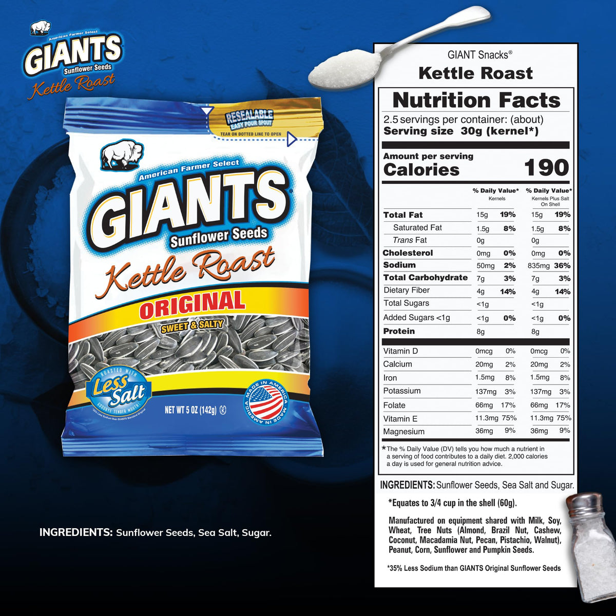 GIANTS Kettle Roast Sunflower Seeds served in a bowl for a satisfying snack