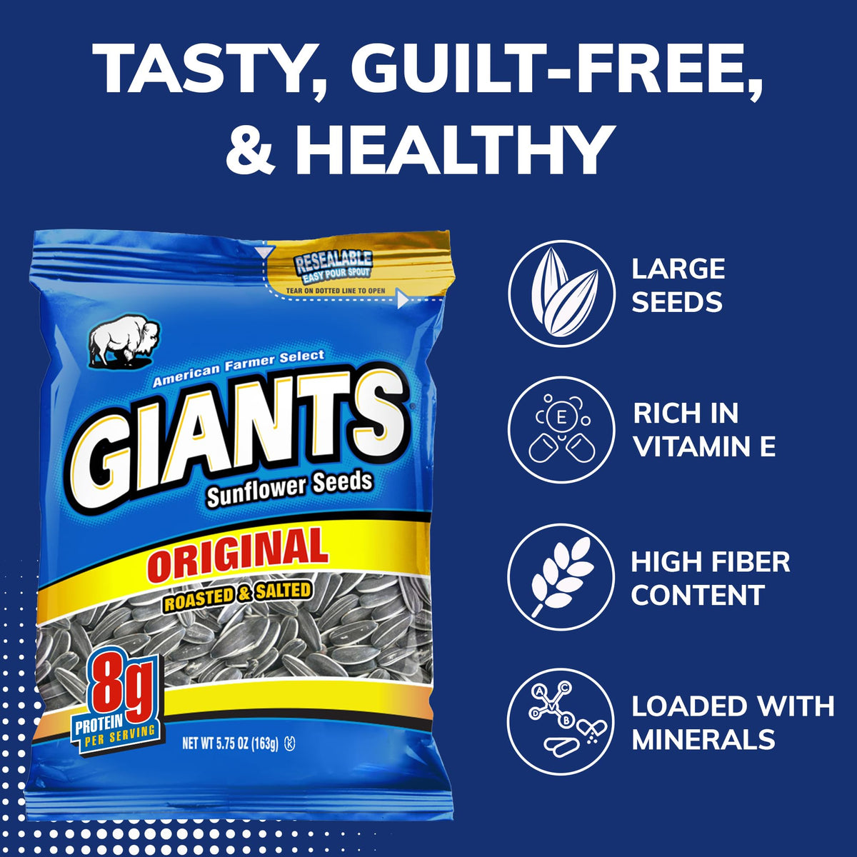 GIANTS Original Sunflower Seeds on-the-go packaging, portable gym snack
