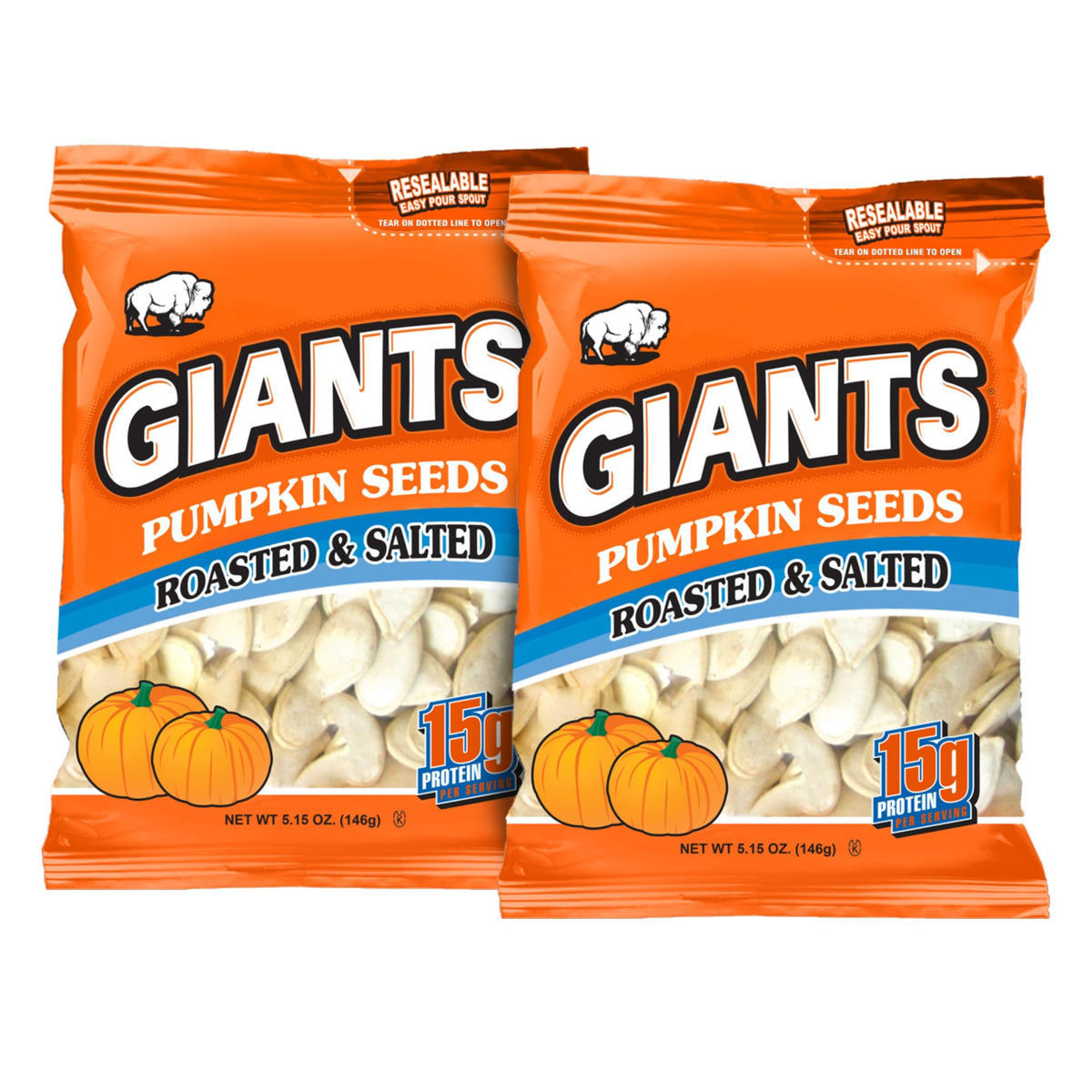 GIANTS pumpkin seeds in shell, roasted and salted for a protein-rich snack