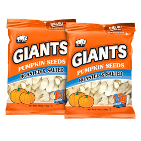 GIANTS pumpkin seeds in shell, roasted and salted for a protein-rich snack
