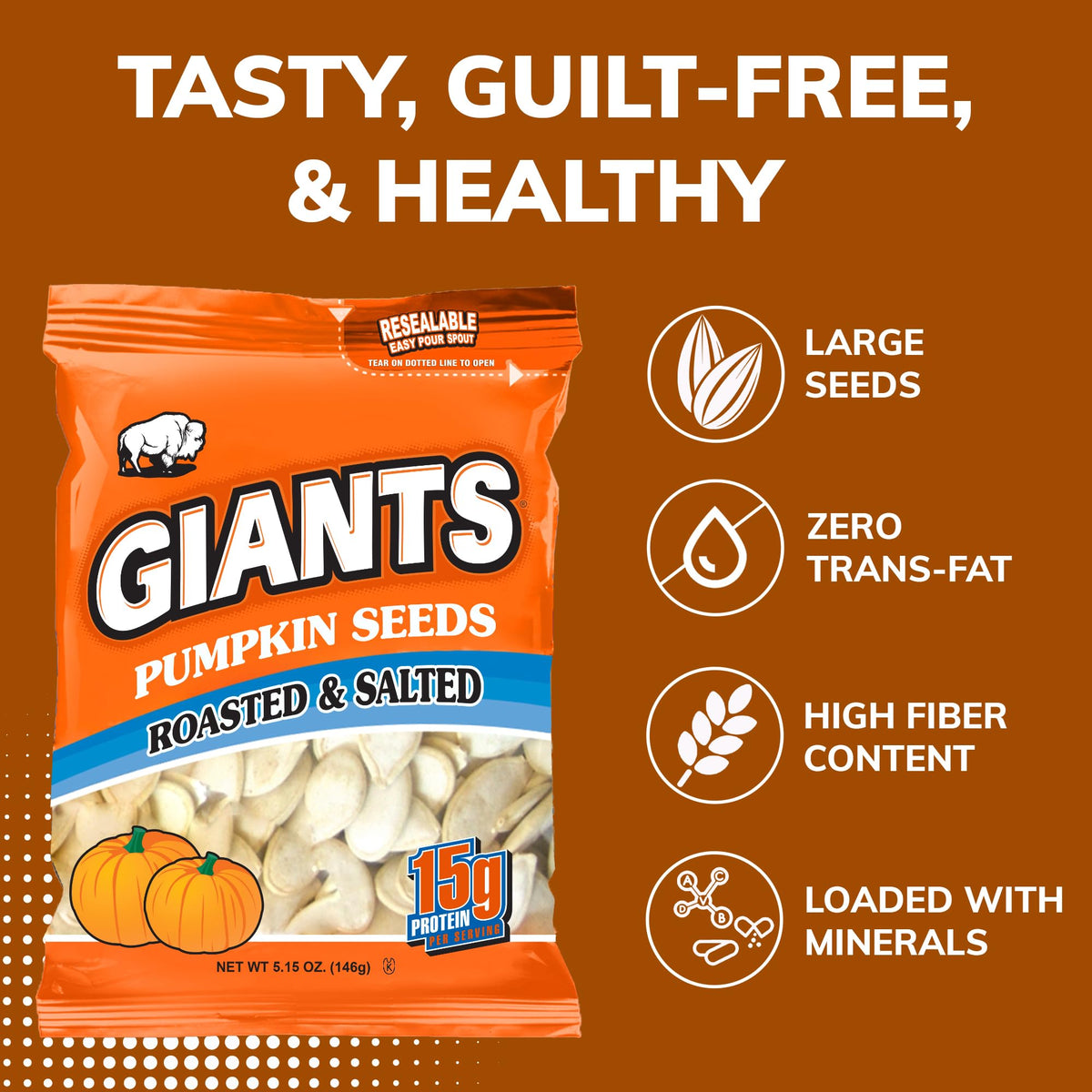 GIANTS pumpkin seeds portable on-the-go snack for travel and workouts