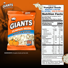 GIANTS pumpkin seeds, two-ingredient snack with sea salt, simple and tasty