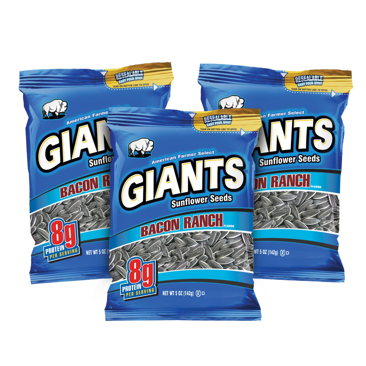 GIANTS Bacon Ranch Sunflower Seeds bag ready for on-the-go snacking.