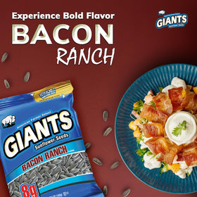 GIANTS Bacon Ranch Sunflower Seeds 5 oz retail pack on the shelf.