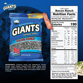 GIANTS Bacon Ranch Sunflower Seeds in a serving bowl ideal for gatherings.