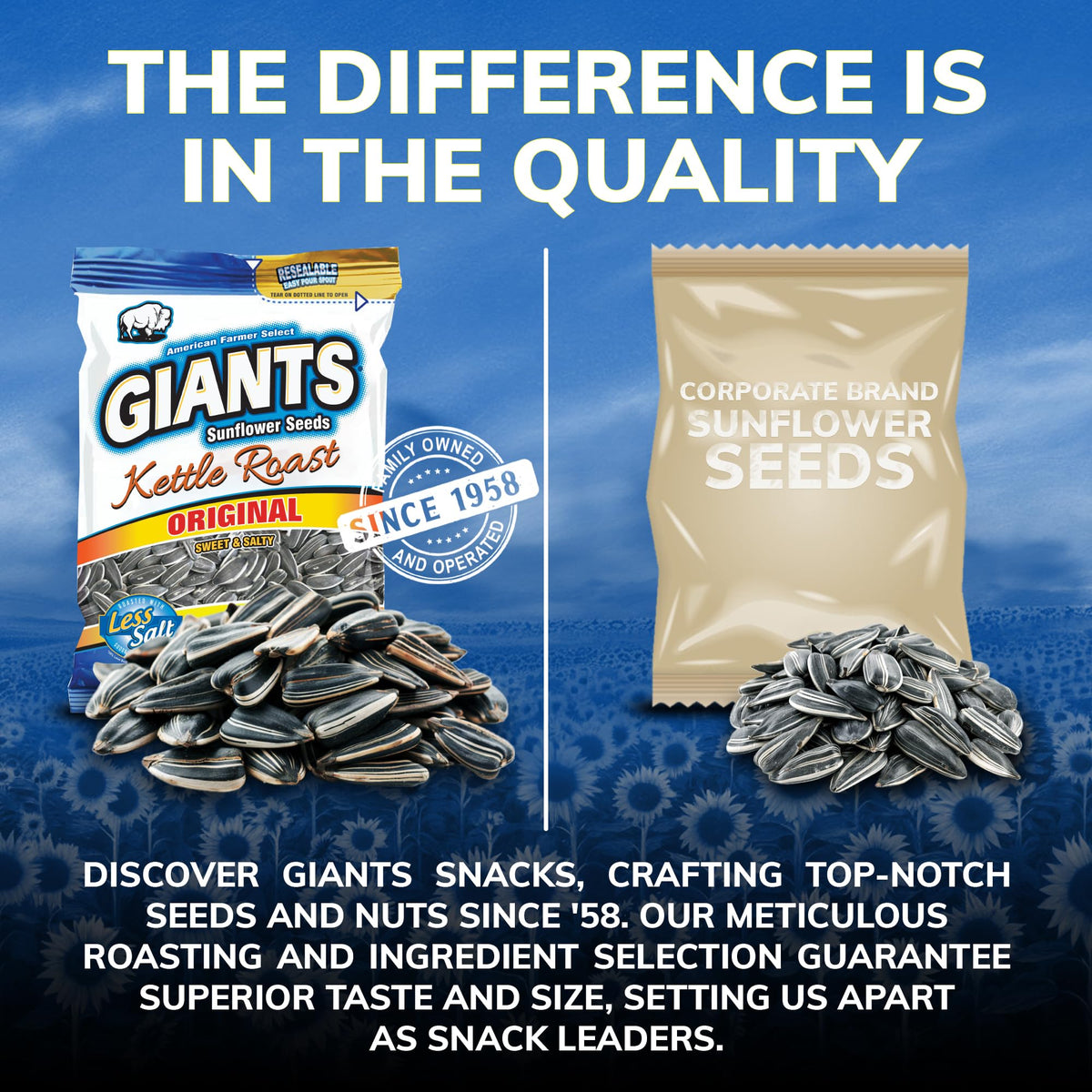 Close-up of GIANTS Kettle Roast seeds with rich aroma and crunch