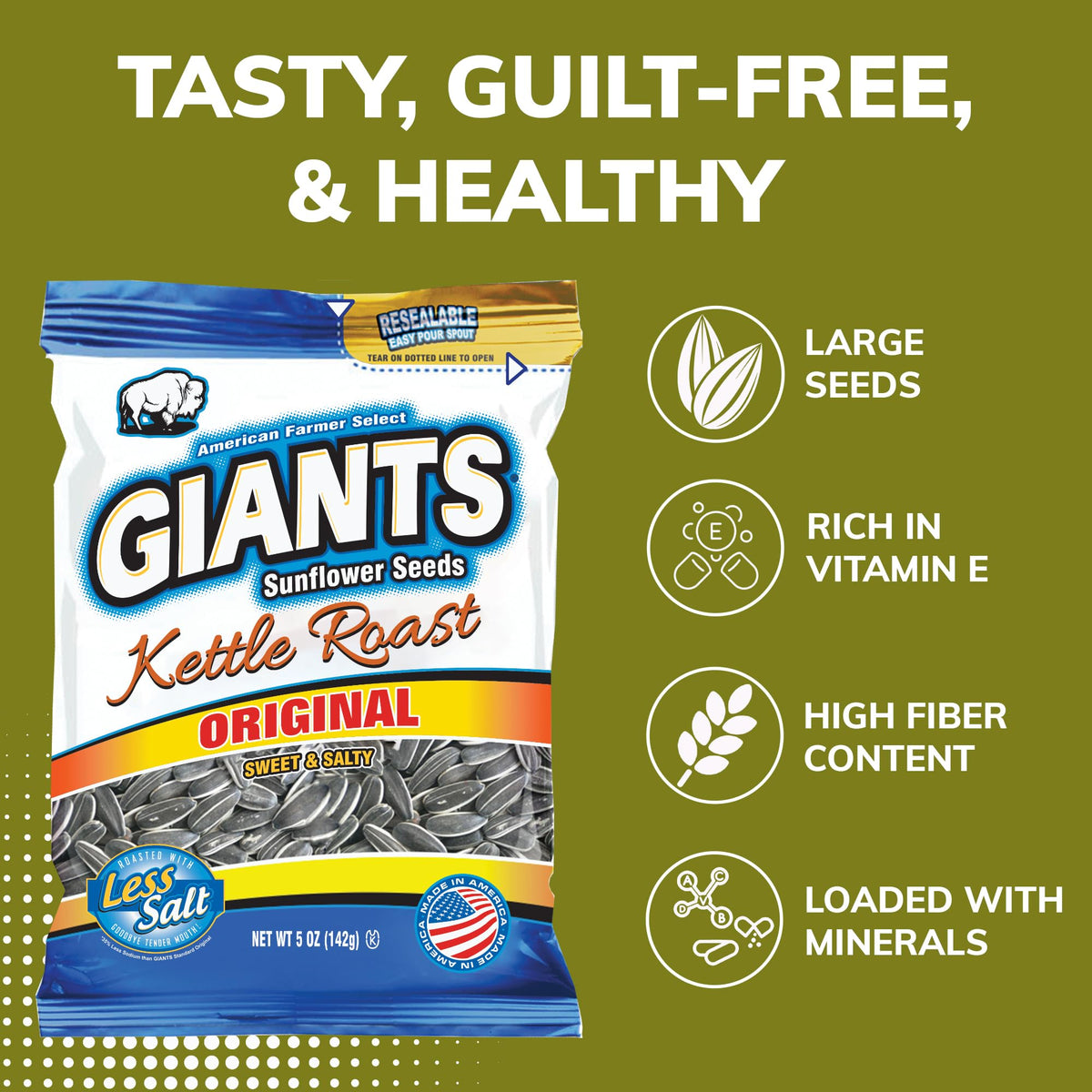 Non-GMO GIANTS Sunflower Seeds quality icon for trusted snacking